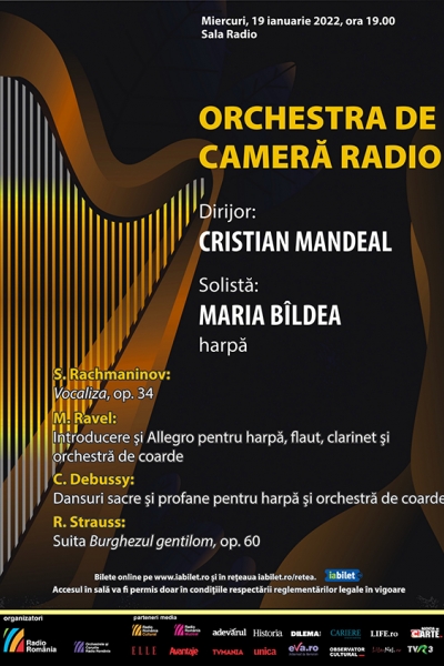  Seară de harpă la Sala Radio, sub bagheta lui Cristian Mandeal